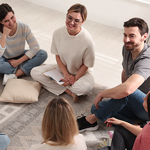 Counselor with students