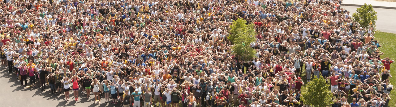 Students standing in quad