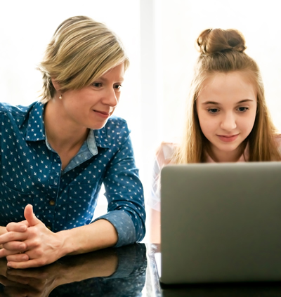 Parent and student with laptop