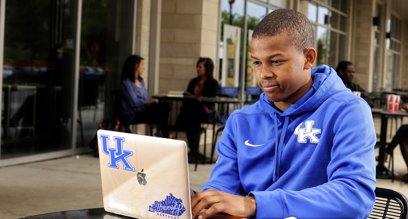 Student at computer