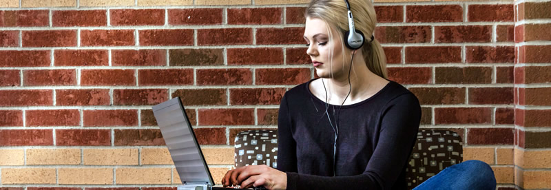 Student with computer